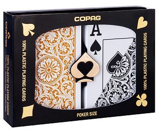 Copag 1546 Elite Plastic Playing Cards: Wide, Super Index, Black/Gold main image
